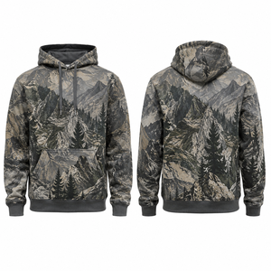 Sweat à capuche à manches longues pour homme MEGAMAPLE, imprimé montagne, respirant, anti-humidité, en polyester, vêtements de chasse, veste d'été - Product Image 1