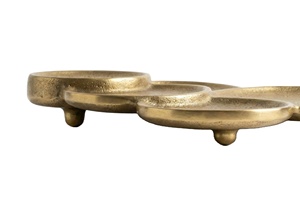 Plateau de rangement en galets de travertin faits à la main, pieds brossés, nickel fumé vieilli, sculptural, moderne, plateau de vanité pour mariage - Product Image 3