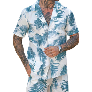 Men Nature <b>Set</b> Floral Leaf Print Short Sleeve Shirt Beach Shorts Matching Holiday Summer Casual Colorful top mens <b>twin</b> <b>set</b> match - Product Image 1