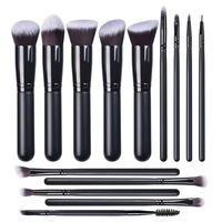 Kit de pinceaux de maquillage violet raisin 18 pièces avec 4 éponges de beauté, pinceaux cosmétiques professionnels pour le visage et les yeux, pour débutants et salons