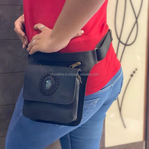 Leather Fanny Pack Waist Pack Lightweight Multi Pocket Hip Pocket Belts Travel Belt Unisex - Product Image 2