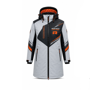 Vestes longues pour hommes, style motard, en textile, avec capuche, polyester/nylon, motif, fermeture éclair intégrale, logo, vestes longues en textile - Product Image 6