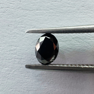 Pierre de diamant naturel noir ovale taillée de 4 mm * 3 mm, sertie, à facettes, certifiée IGI pour la fabrication de bijoux - Product Image 1