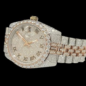 Montre de luxe en acier inoxydable avec quartz et diamant Moissanite, verre résistant à l'eau 10m, pour affaires – Approvisionnement direct usine RATAN JEWELS - Product Image 5