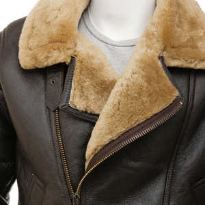 Chaqueta de cuero de primera calidad para hombre, chaqueta de piel de oveja a la moda, chaqueta bomber de invierno para motociclismo para hombre - Product Image 3