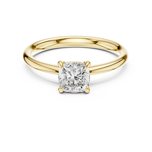 Minimalist Lab Grown Diamond Engagement <b>Ring</b> Yellow Gold Plated <b>Cushion</b> Brilliant Cut Women <b>Wedding</b> Anniversary Jewelry - Product Image 1