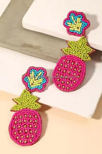 Pendientes bordados de cuentas de semillas con diseño de fruta mejor con hilo de cuentas-SAMI HANDICKTS Pendientes colgantes de aniversario de moda para mujer - Product Image 2