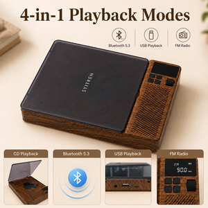 <span class=keywords><strong>Lecteur</strong></span> <span class=keywords><strong>CD</strong></span> Bluetooth en bois rétro pour la décoration de la maison, <span class=keywords><strong>radio</strong></span> FM USB, <span class=keywords><strong>lecteur</strong></span> de bureau avec télécommande - Product Image 3
