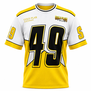 เสื้อฟุตบอลอเมริกันทรงบ็อกซี่คุณภาพพรีเมียม ขายส่ง MOQ ต่ำ รับสั่งทำแบบซับลิเมชั่น พิมพ์ลายบนผ้าโพลีเอสเตอร์ตาข่าย 100% - Product Image 3