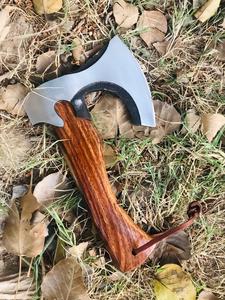 Handmade <b>Axe</b> Carbon Steel Blade Wood <b>Handle</b> With Leather Sheath Outdoor Mini <b>Axe</b> Custom <b>Axe</b> - Product Image 4