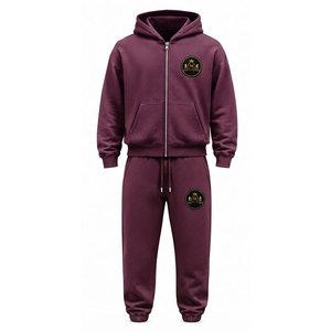 Ensemble de survêtement à capuche orange 100% coton avec fermeture éclair intégrale, poche avant et patch brodé appliqué 480 g/m² - Product Image 4