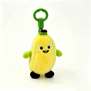 Peluche de plátano bordado personalizado, llavero de peluche con forma de plátano, llavero de peluche de plátano con cara sonriente, amuleto de peluche de plátano amarillo - Product Image 1