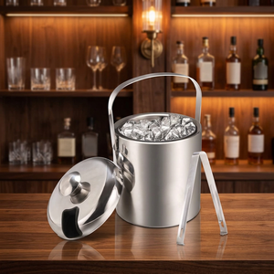 Seau à glace moderne en acier inoxydable Lavie Creations LCa-472 (5L) pour refroidissement du vin, service de boissons, traiteur, mariages - Product Image 6