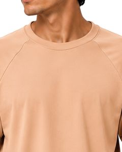 T-shirt beige pour homme, manches raglan, col rond, uni, décontracté, streetwear, logo personnalisé, coupe ample, mode, doux, premium, été - Product Image 5