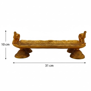 Bandeja de Servir Portátil con Diseño de Elefante de Latón, Cuatro Patas, Plato Decorativo Tradicional Indio, Acabado Pulido, Multifuncional - Product Image 3