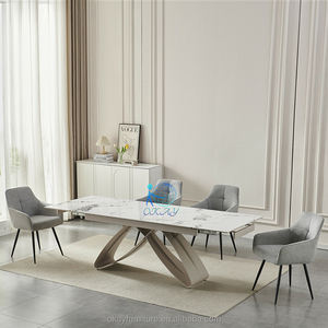 Elegant Large White Pedestal Ceramic Dining <strong>Table</strong> <strong>Set</strong> 200x100 for 6 <strong>Diner</strong> Perfect Dining Room <strong>Table</strong> Furniture - Product Image 4