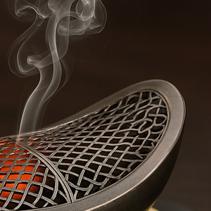 Quemador de incienso Bakhoor de metal hecho a mano de lujo con mango de madera – Quemador de incienso árabe tradicional - Product Image 2