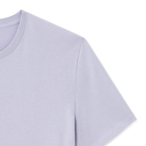 T-shirt en jersey de coton violet clair pour homme, col rond, manches courtes, coupe classique, décontracté, uni, coupe classique, col rond, 100% coton - Product Image 4