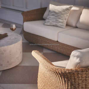 Muebles de jardín Juego de mesa de comedor de ratán al aire libre Sofá de ratán de jardín moderno para relajarse con cojines extraíbles - Product Image 5