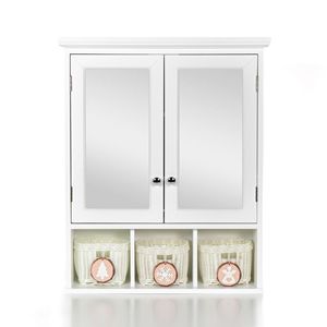 Mobiletto da Bagno Stile Natalizio con 2 Ante e 2 Ripiani Regolabili, Armadietto Portamedicinali e Specchio da Bagno - Product Image 5