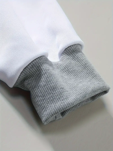 Sweat-shirt à col rond pour homme de qualité supérieure, à blocs de couleur, noir et blanc, à rayures verticales, en molleton de coton, streetwear, mode décontractée - Product Image 5