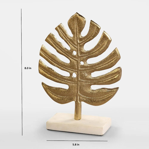 <b>Big</b> Gold Leaf Sculpture with Marble Base Elegant Home Decor - Product Image 2