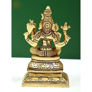 Petite sculpture de statue de déesse Rajarajeshwari en laiton fait à la main de 5 pouces - Product Image 4