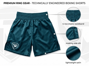 Pantalones Cortos de Boxeo Dumela International en Poliéster Color Verde Azulado con Logotipo para Entrenamiento de MMA, Ajuste Cómodo para Todas las Temporadas - Product Image 5