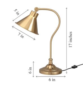 Premium Antique Brass <b>Desk</b> Table Lamp Curved Design Adjustable Head Office Study Reading Lamp Supports LED and CFL - Product Image 3
