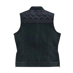 Chaqueta de Motocicleta para Mujer, de Cuero Genuino y Lona Ecológica, con Cuello Alto, Diseño Acolchado, Cierre de Cremallera, Ropa de Abrigo para Otoño - Product Image 2
