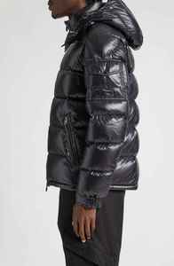 Veste matelassée à capuche pour homme, noire, rembourrée de duvet, coupe-vent, décontractée, pour l'hiver, fermeture éclair, coupe classique, couleur unie, vestes personnalisées - Product Image 3