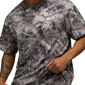 T-shirt Homme 100% Coton Épais, Épaules Tombantes, Imprimé Camouflage Intégral, Coupe Oversize, Streetwear, Personnalisable avec Logo, OEM - Product Image 5