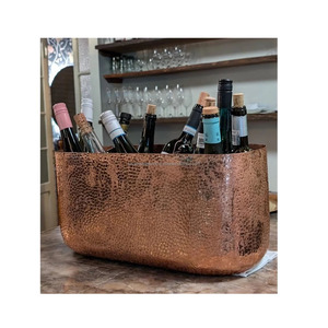 Enfriador de vino de aluminio con soporte largo Acabado niquelado Forma redonda Excelente calidad para servir Precio al por mayor - Product Image 5