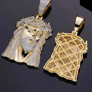 925เงินแท้ชุบโรเดียมตัดยอดเยี่ยมชุด BEZEL iced-OUT missanite คริสเตียน unisex Jesus จี้เสน่ห์ - Product Image 4