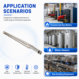 Conjunto de quemador de gas NG/LPG de acero inoxidable <span class=keywords><strong>Swordfish</strong></span>, repuesto con 1 año de garantía para A.O. Repuestos para Calderas de Agua Comerciales Smith - Product Image 1