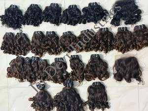 ผมอินเดียแบบดิบ ไม่ผ่านการแปรรูป ผมหยิกแบบเบบี้อินเดีย / ผมมนุษย์แบบหยิกพม่า / มัดผมเต็มช่อแบบอินเดียหยิกแบบเบบี้บันซี่เคอร์ลี่ - Product Image 2