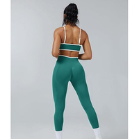 Set Yoga Wanita 2 Potong Ringan Berpinggang Tinggi dengan Renda di Depan, Cepat Kering, untuk Latihan Atletik, Menyerap Keringat, Pakaian Olahraga