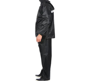 Men's Black Waterproof Rain Suit Full Sleeve <b>Jacket</b> And Pants With Reflective Stripe All Seasons Adult Wear Wholesale - Product Image 1