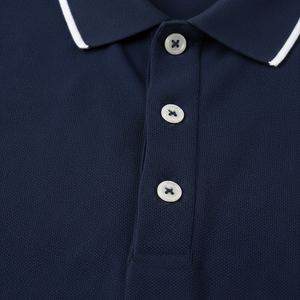 Stylish Men's Navy Polo T-Shirt | Tipped Collar Design | Breathable Cotton <b>Blend</b>, Custom Branding Available - Product Image 6