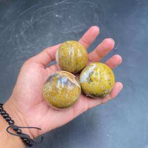 Esfera de Jaspe Abeja Natural de 5 cm, Bola de Cristal Pulida de Sumatra, Indonesia, Amarilla, Naranja, Negra, Piedra Decorativa Curativa - Product Image 3