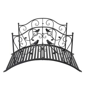 Ponte da Giardino in Ferro Nero 119*67*71cm con Motivo a Uccelli e Ringhiera Arcuata, Elegante Ornamento da Giardino - Product Image 5