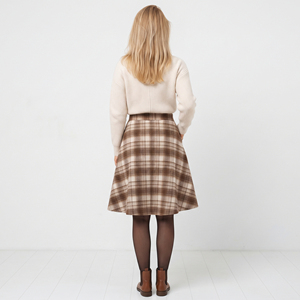 Jupes en flanelle pour femmes, longueur genou, en mélange de laine à carreaux, coupe décontractée, jupes décontractées pour l'hiver, jupes longues, jupes à carreaux longueur genou - Product Image 3
