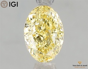 Diamant ovale de 1,00 carat, couleur jaune vif fantaisie, clarté VS2, cultivé en laboratoire CVD, certifié IGI, bijoux de mariage - Product Image 1