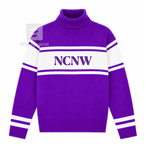 Col roulé personnalisé du Conseil National des Femmes Noires, avec logo brodé sur le devant, rayé violet et blanc, pour vêtements grecs féminins - Product Image 1