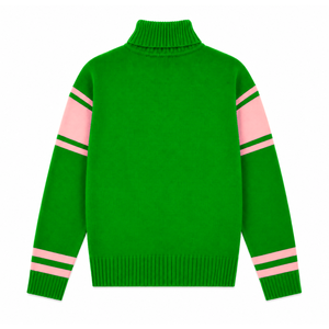 Logo brodé personnalisé Alpha Kapa Alpha sur le devant, col roulé, rayures rose et vert, pour vêtements grecs féminins. - Product Image 3