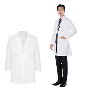 Bata de Laboratorio Blanca Tejida, Uniforme de Hospital para Médicos, Cierre Clásico con Botones, Corte Entallado, Blusas Unisex, Fabricante OEM Médico - Product Image 1