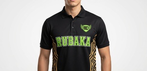 Camiseta Polo Negra y Verde Personalizada, Uniforme de Golf de Alto Rendimiento que Absorbe la Humedad, Ropa Deportiva de Manga Corta, Fabricación OEM/ODM, Venta al Por Mayor - Product Image 2