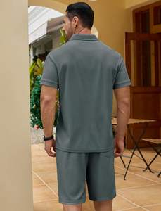 Ensemble deux pièces tendance pour homme : polo zippé et short de jogging en polyester respirant pour l'été – Idéal pour le sport et la gym - Product Image 6