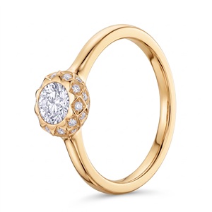 Anillo de Compromiso de Diamantes con Corte Princesa en Oro Amarillo para Mujer, con Diamantes Naturales Certificados por IGI, Estilo Clásico, Chapado en Oro Rosa de 18K - Product Image 1