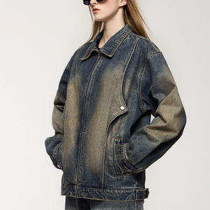 Veste en jean décontractée unisexe de haute qualité, 100% coton, col montant, logo sur le devant, respirante, séchage rapide, réversible - Product Image 2
